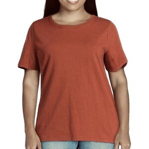 NEW Rust Burnt Orange Crewneck Casual Short Sleeve Comfy Shirt Time and Tru XL